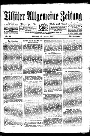 Tilsiter allgemeine Zeitung vom 17.01.1917