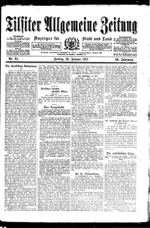Tilsiter allgemeine Zeitung on Jan 26, 1917