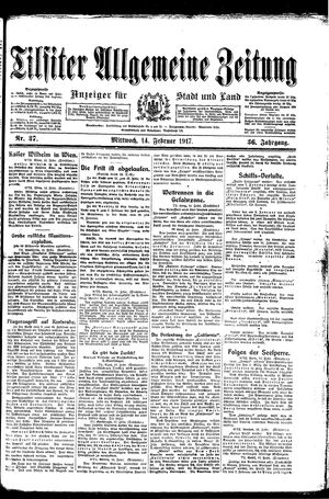 Tilsiter allgemeine Zeitung vom 14.02.1917