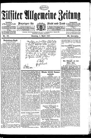 Tilsiter allgemeine Zeitung on Apr 1, 1917