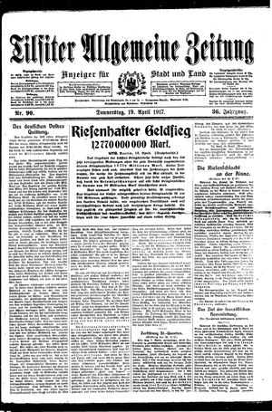 Tilsiter allgemeine Zeitung vom 19.04.1917