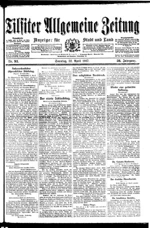 Tilsiter allgemeine Zeitung vom 22.04.1917