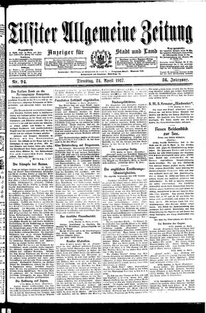 Tilsiter allgemeine Zeitung on Apr 24, 1917