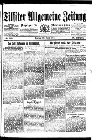 Tilsiter allgemeine Zeitung on Jun 29, 1917