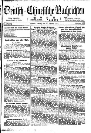 Deutsch-chinesische Nachrichten on Jan 30, 1931