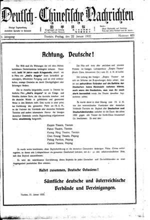 Deutsch-chinesische Nachrichten vom 22.01.1932