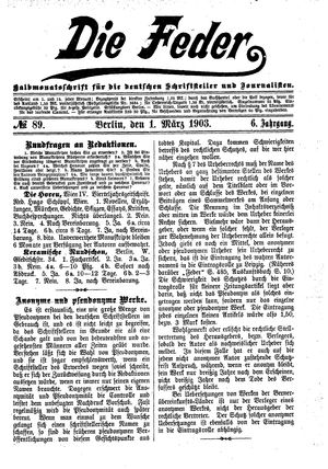 Die Feder vom 01.03.1903