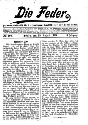 Die Feder on Aug 15, 1903