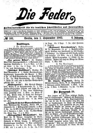 Die Feder vom 01.09.1903