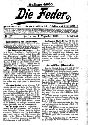 Die Feder on Dec 1, 1903