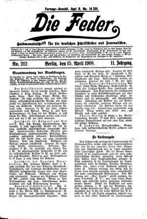 Die Feder vom 15.04.1908