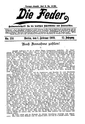 Die Feder vom 01.02.1909