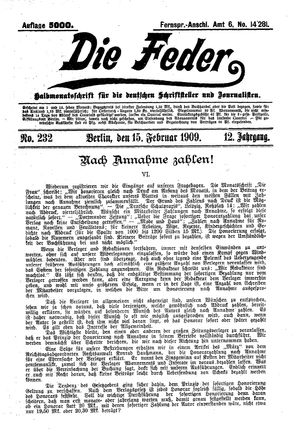 Die Feder on Feb 15, 1909