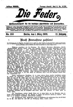 Die Feder vom 01.03.1909