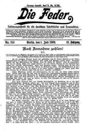 Die Feder vom 01.07.1909