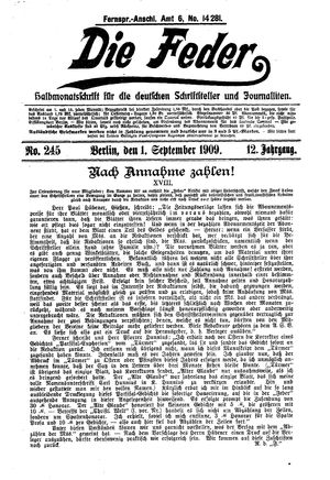 Die Feder on Sep 1, 1909