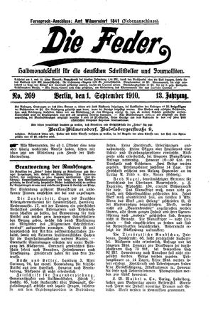 Die Feder vom 01.09.1910