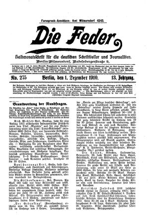 Die Feder vom 01.12.1910