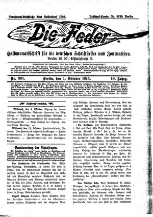 Die Feder on Oct 1, 1915