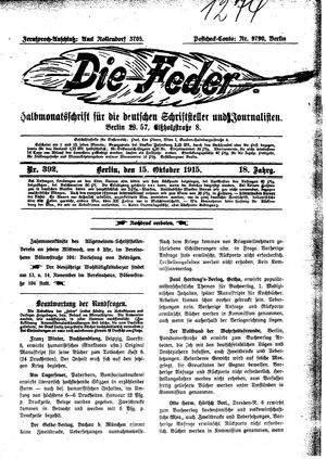 Die Feder vom 15.10.1915