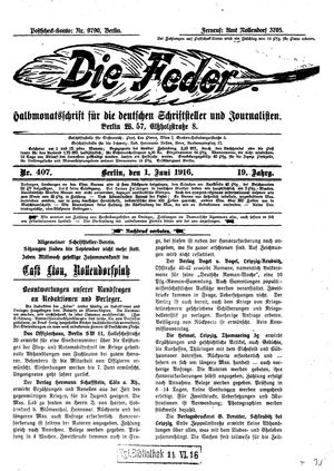 Die Feder vom 01.06.1916