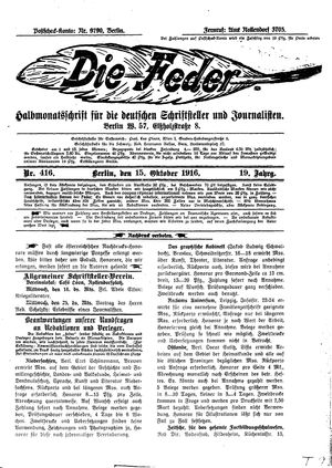 Die Feder on Oct 15, 1916