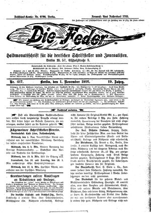 Die Feder on Nov 1, 1916