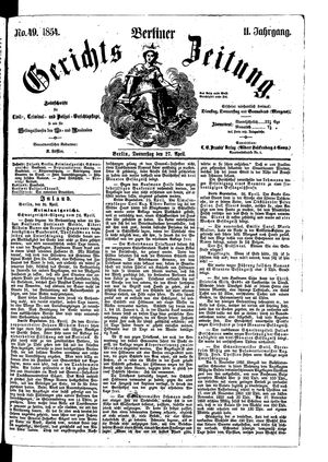 Berliner Gerichts-Zeitung on Apr 27, 1854