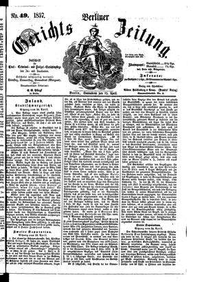 Berliner Gerichts-Zeitung vom 25.04.1857