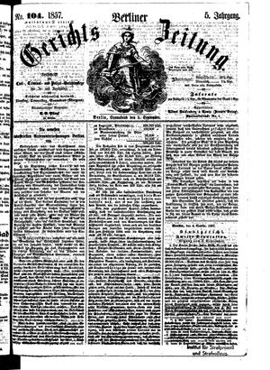 Berliner Gerichts-Zeitung vom 05.09.1857