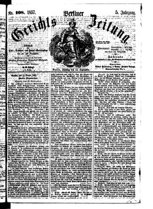 Berliner Gerichts-Zeitung vom 15.09.1857