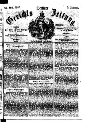 Berliner Gerichts-Zeitung vom 03.10.1857