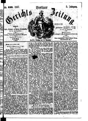 Berliner Gerichts-Zeitung vom 10.11.1857