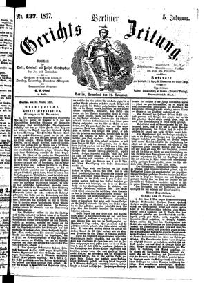 Berliner Gerichts-Zeitung vom 21.11.1857