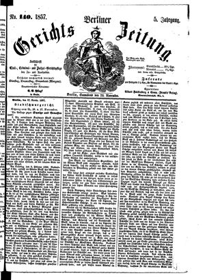 Berliner Gerichts-Zeitung vom 28.11.1857