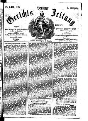 Berliner Gerichts-Zeitung vom 03.12.1857