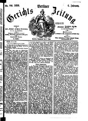 Berliner Gerichts-Zeitung vom 03.07.1858
