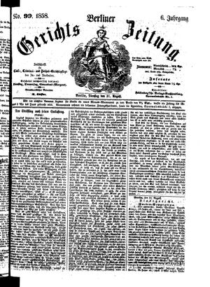 Berliner Gerichts-Zeitung on Aug 31, 1858