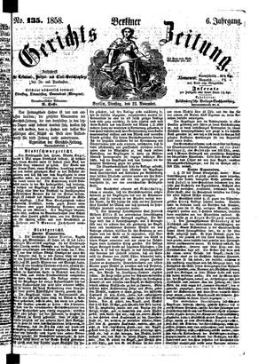 Berliner Gerichts-Zeitung vom 23.11.1858