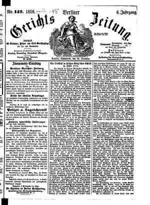 Berliner Gerichts-Zeitung vom 25.12.1858