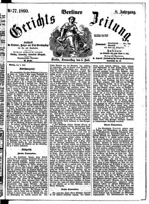 Berliner Gerichts-Zeitung vom 05.07.1860
