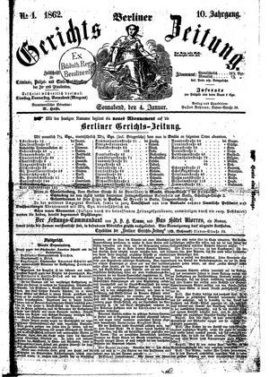 Berliner Gerichts-Zeitung vom 04.01.1862