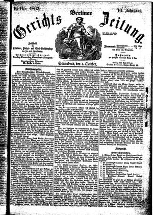 Berliner Gerichts-Zeitung vom 04.10.1862