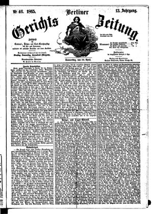 Berliner Gerichts-Zeitung vom 20.04.1865
