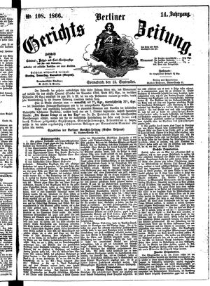 Berliner Gerichts-Zeitung vom 15.09.1866