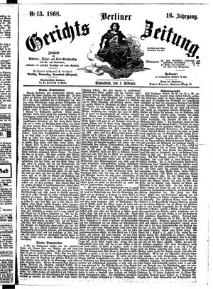 Berliner Gerichts-Zeitung vom 01.02.1868