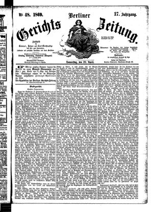 Berliner Gerichts-Zeitung vom 29.04.1869