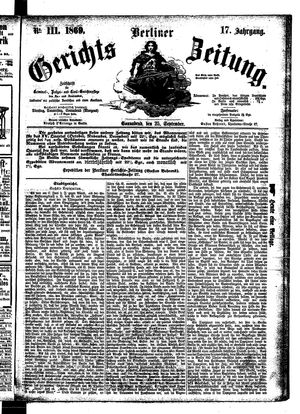Berliner Gerichts-Zeitung vom 25.09.1869