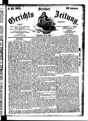 Berliner Gerichts-Zeitung vom 13.04.1872