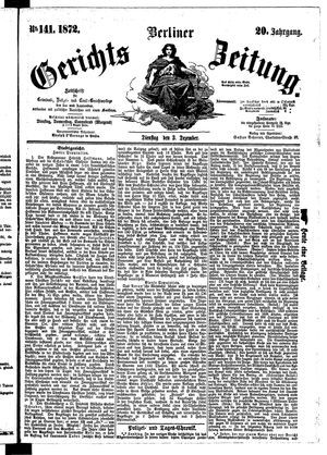 Berliner Gerichts-Zeitung vom 03.12.1872